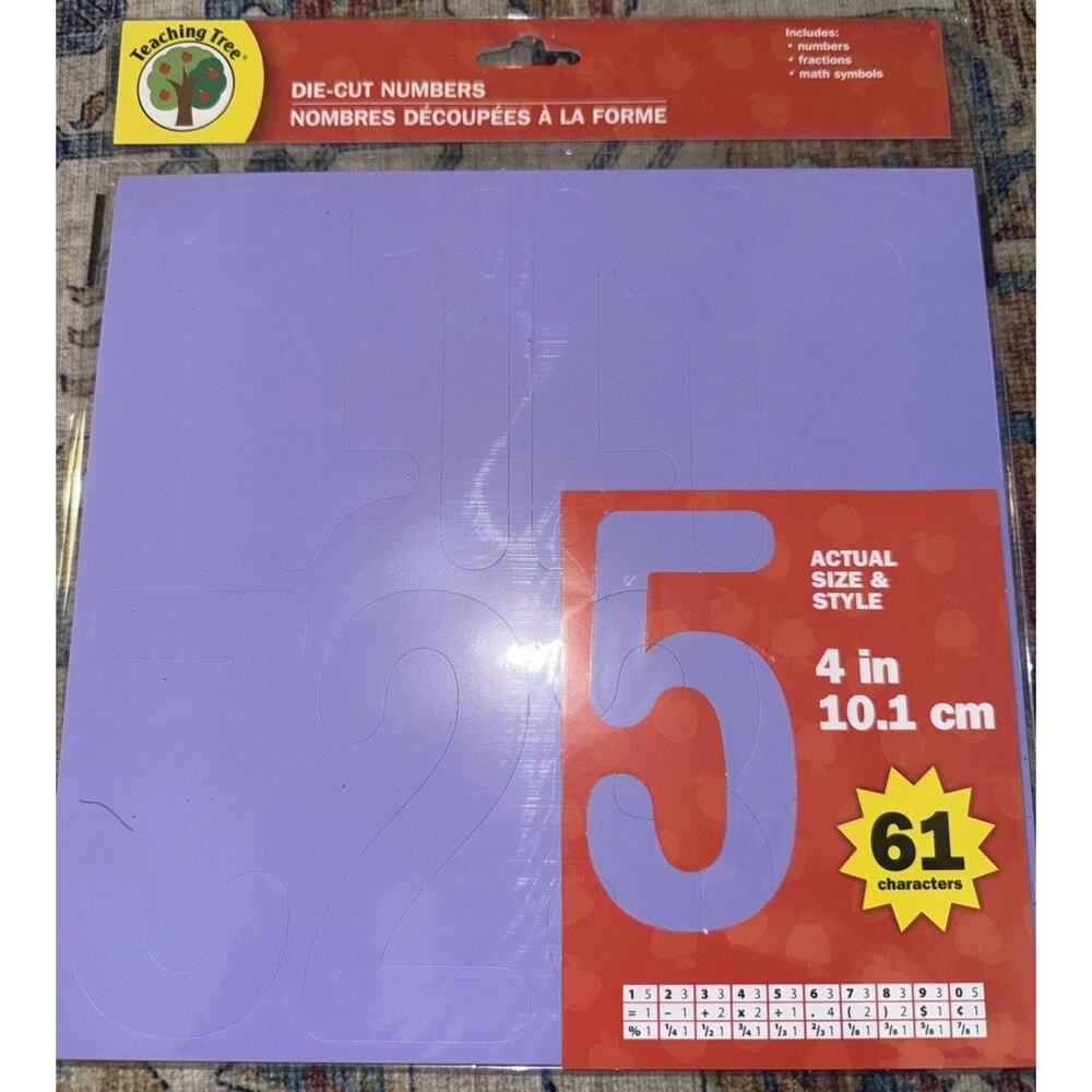 NWT Teaching Tree Bulletin Board Die-Cut Numbers 61 Characters, 4" Light Purple